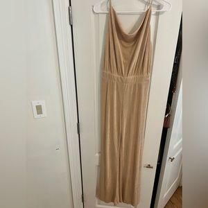 VICI gold jumpsuit with cowl neck